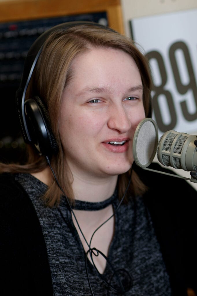 A student on-air in Ƶ's WBCX radio station